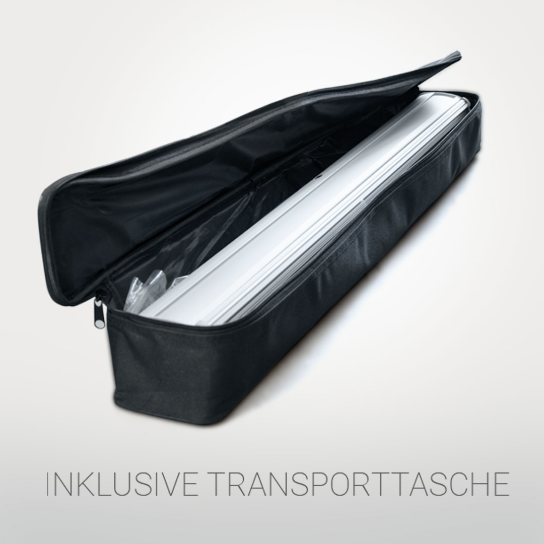 schwarze Homeoffice RollUp Transporttasche mit geöffnetem Reißverschluss